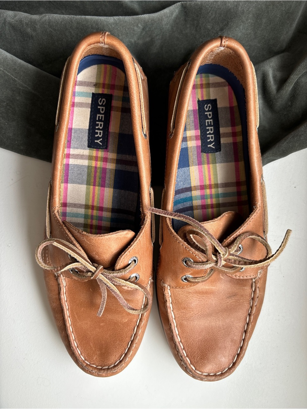 Sperry Sz 9.5 Authentic Original 2-Eye Caramel Leather Loafer Boat Shoe